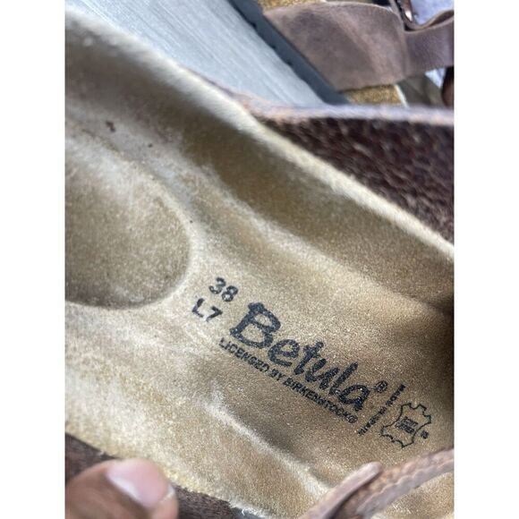 Betula Birkenstock Gizeh Brown Leather Cork Thong Sandals Women Sz 38EU/7.5M US - Picture 11 of 16